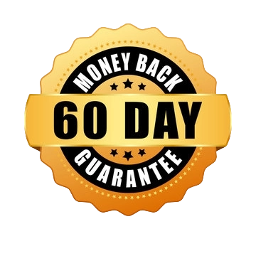 60-day 100% money back guarantee badge