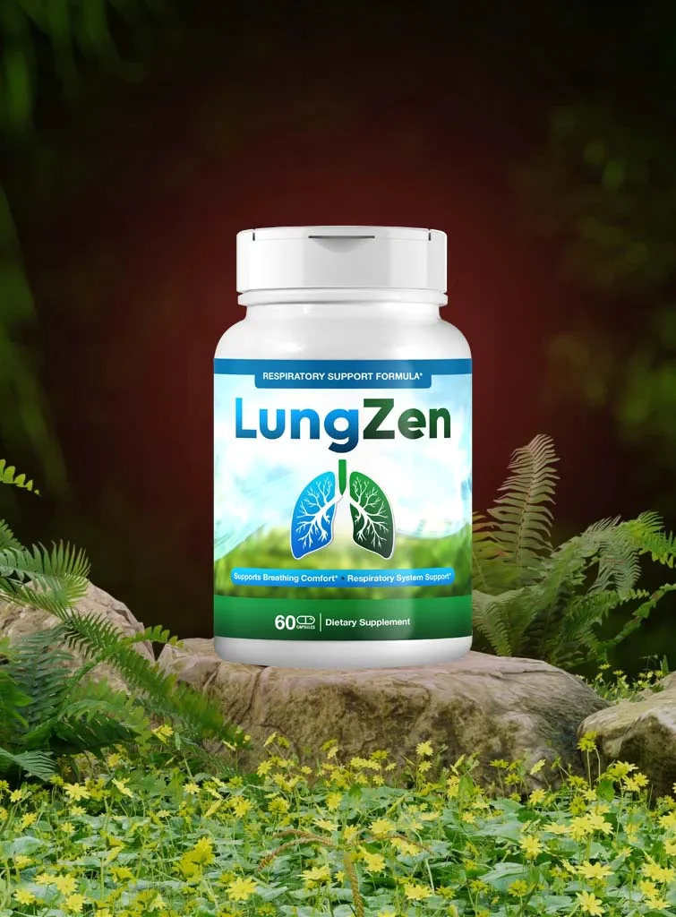LungZen supplement bottle with natural background
